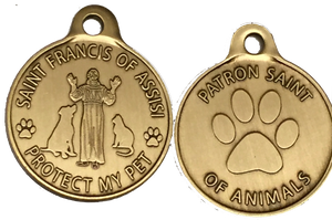 Saint Francis of Assisi Bronze Dog Tag Protect My Pet Dog or Cat Tag 1"