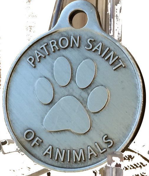 Saint Francis of Assisi Dog Tag Protect My Pet Dog or Cat Tag 1" Pewter Color