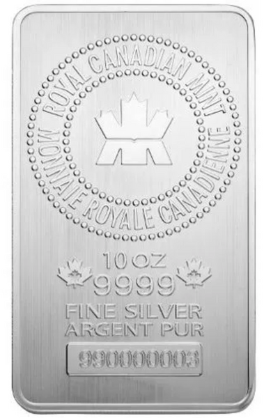 10 oz (RCM) Royal Canadian Mint .9999 Fine Silver Bar