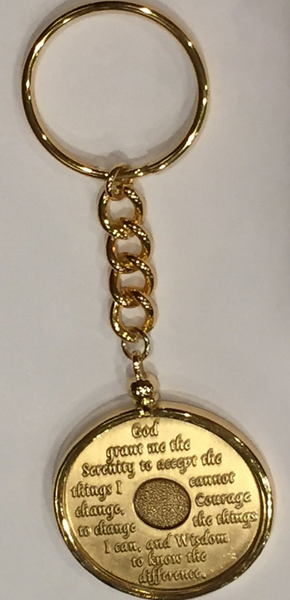 AA Medallion Holder Sobriety Chip Keychain 18k Gold Plated For Wendells - RecoveryChip
