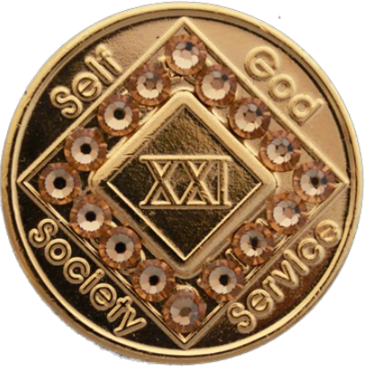 NA Gold Plated Crystallized Medallion Year 1 - 40 Light Colorado Topaz Crystal - RecoveryChip