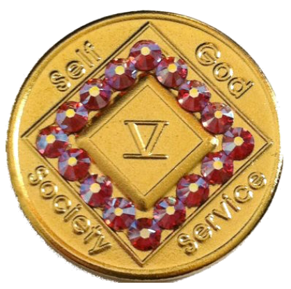 NA Gold Plated Crystallized Medallion Year 1 - 50 Rose Crystal - RecoveryChip