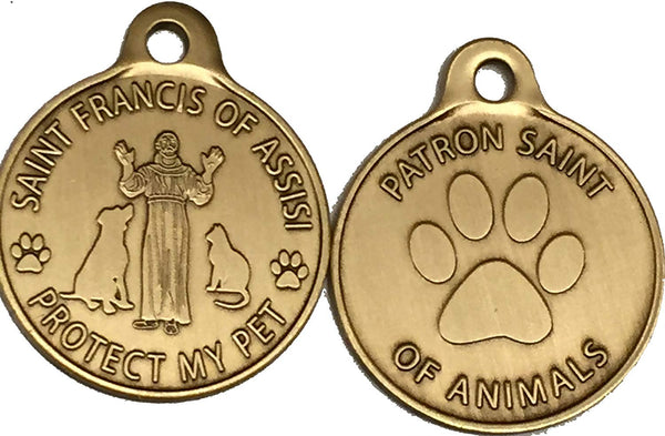 1" Saint Francis of Assisi Protect My Pet Dog Tag Collar Charm - Proceeds Go To Hoardin Huskies Inc