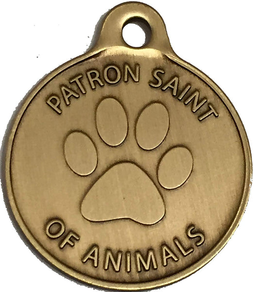 Saint Francis of Assisi Bronze Dog Tag Protect My Pet Dog or Cat Tag 1"