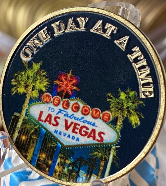 Las Vegas Sign Palm Tree One Day at A Time Medallion Serenity Prayer Chip…