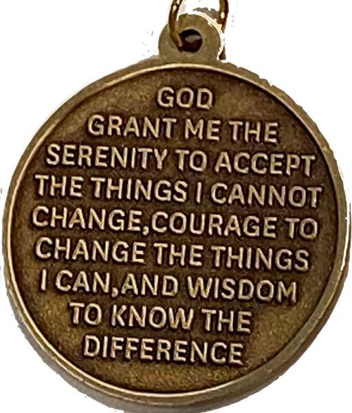 Sakura Tree Cherry Blossom Ying Yang Black and White Serenity Prayer Keychain