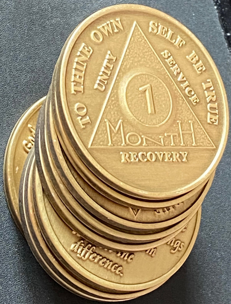 1 Month AA Medallion Bronze 30 Day Sobriety Chip NAMedallion.Com