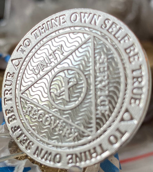 10 Year .999 Fine Silver Mirror Finish AA Medallion Recoverychip Reflex Sobriety Chip