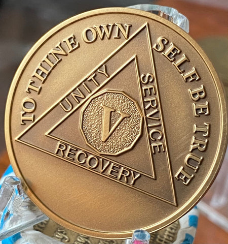 5 Year AA Medallion Premium Bronze Sobriety Chip