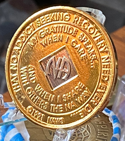 21 Year NA Medallion Bi-Plate Gold and Nickel Plated Narcotics Anonymous Clean Time Ship