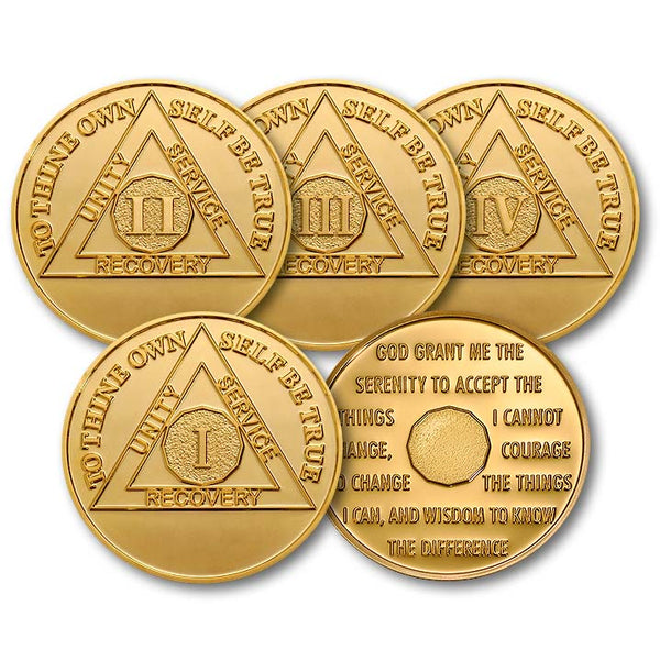 1 2 3 4 5 6 7 Month AA Medallion 1.5" Large Challenge Coin Premium Bronze Sobriety Chip